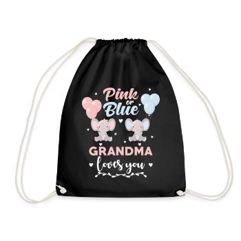 Rosa oder blauer Oma Elefant - Turnbeutel - Schwarz - Vorne