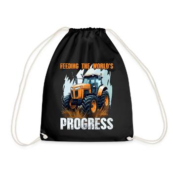 Feeding World's Progress Traktor Landwirt Bauer - Turnbeutel - Schwarz - Vorne