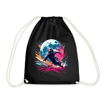 Astronaut Colorful Moon Runner Astro Run - Drawstring Bag - black - Front