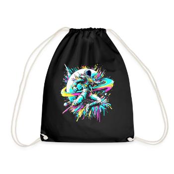 Astronaut bunte Farb Explosion Graffiti Weltraum - Turnbeutel - Schwarz - Vorne