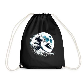Astronaut Surfer Mond Wellenreiter - Turnbeutel - Schwarz - Vorne