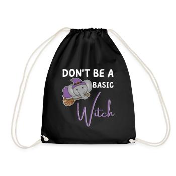 Elefant Halloween Hexe don't be a basic witch - Turnbeutel - Schwarz - Vorne