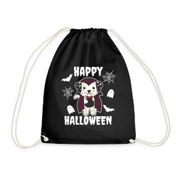 Dalmatian Happy Halloween Vampire - Drawstring Bag - black - Front