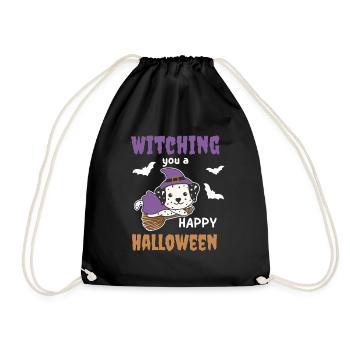 Dalmatiner Hexe Witching you a Happy Halloween - Turnbeutel - Schwarz - Vorne