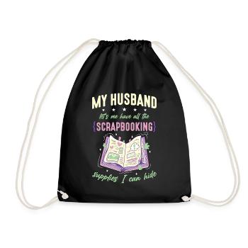 Scrapbooking My Husband Let's Me Have Papercraft - Drawstring Bag - black - Front