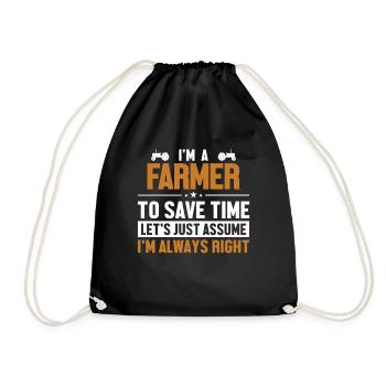 Farmer Let's Assume I'm Right Farming - Drawstring Bag - black - Front