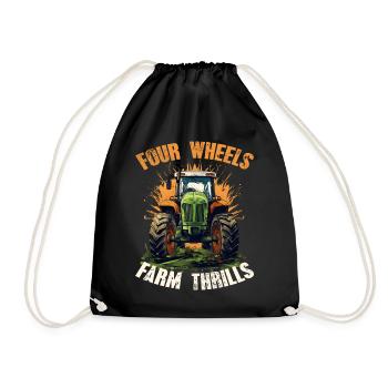 Four Wheels Farm Thrills Tractor Farming - Sac de sport léger - noir - Devant