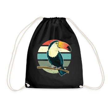 Toucan Wildlife Animal Bird Retro Vintage Toucan - Drawstring Bag - black - Front