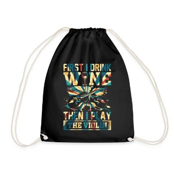 D’abord je bois du vin puis je joue du violon Violon M - Sac de sport léger - noir - Devant