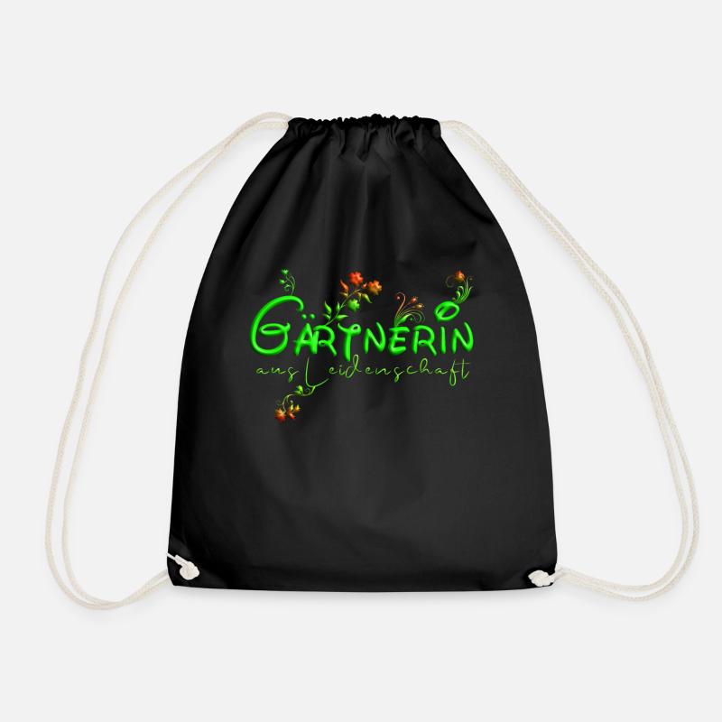 Gärtnerin mit Blumen - Turnbeutel - Schwarz