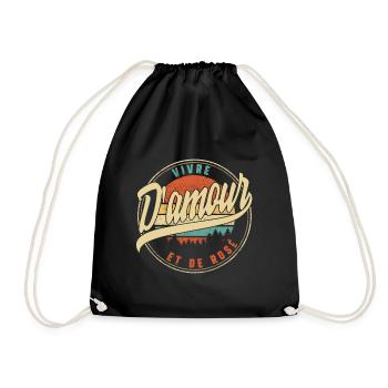 Vivre D'amour Et De Rosé Humour T Shirt copy - Drawstring Bag - black - Front