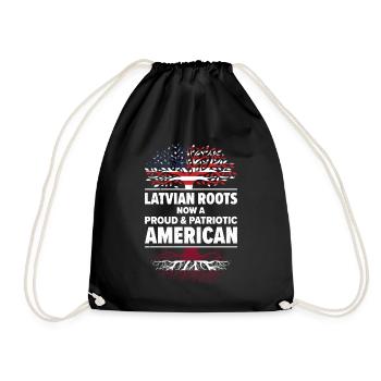 Latvian American Patriot USA Grown Latvia US Flag - Drawstring Bag - black - Front