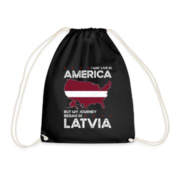 Latvian American Patriot USA Grown Latvia US Flag - Drawstring Bag - black - Front