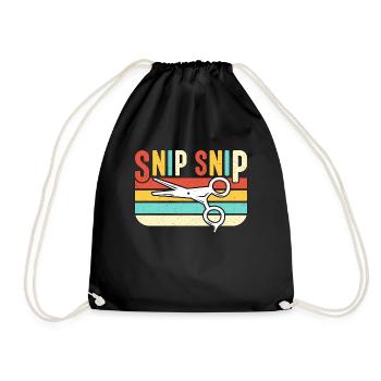 Hairstylist Snip Snip Retro Loves Haircut Scissors - Drawstring Bag - black - Front