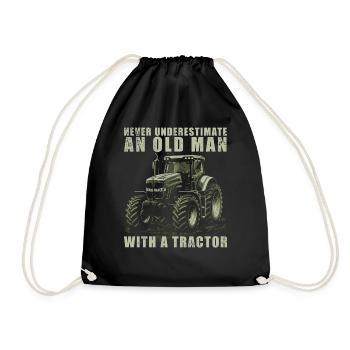 Never underestimate old man tractor gardener - Drawstring Bag - black - Front