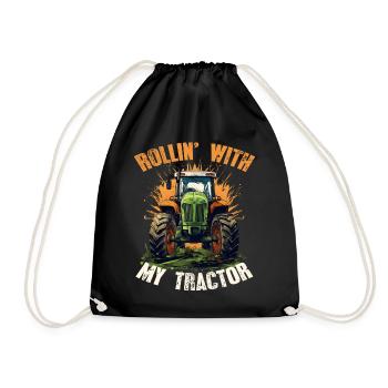 Rollin' With My Tractor Agriculture - Drawstring Bag - black - Front