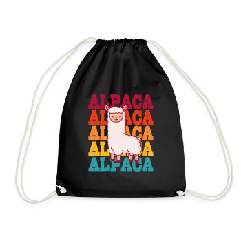 Alpaca Llama Huacaya Pako Alpaca Breeder Alpaca - Drawstring Bag - black - Front