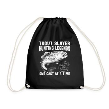 Fishing, Trout, Salmon, Fisherman, Angler, Perch - Drawstring Bag - black - Front
