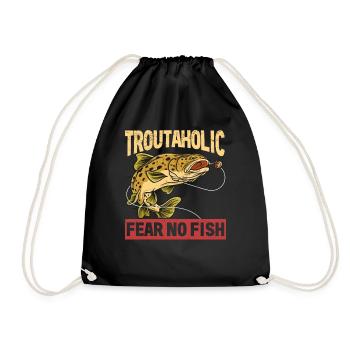 Fishing, Trout, Salmon, Fisherman, Angler, Perch - Drawstring Bag - black - Front