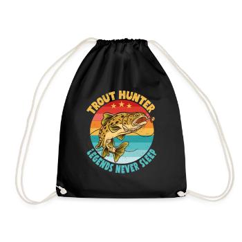 Fishing, Trout, Salmon, Fisherman, Angler, Perch - Drawstring Bag - black - Front
