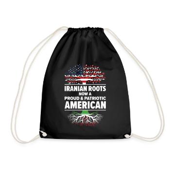 Iranian American Patriot USA Grown Iran US Flag - Drawstring Bag - black - Front