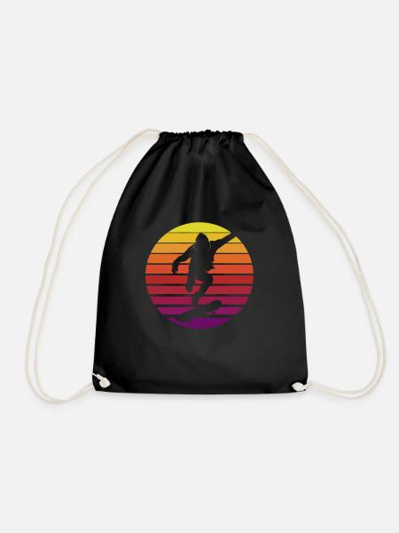 Retro Skaterboy Skatepark Skatergirl Skater - Drawstring Bag - black