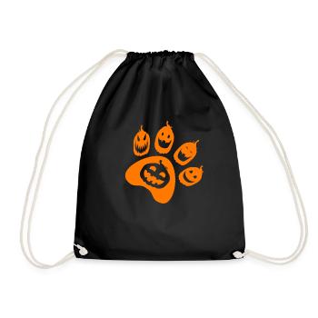 Halloween Dog Paw Pumpkin - Funny Pumpkin Paw Prin - Drawstring Bag - black - Front