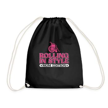 Wheelchair Wheelchair Disability Funny - Drawstring Bag - black - Front