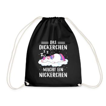 Dickerchen macht Nickerchen Einhorn - Turnbeutel - Schwarz - Vorne
