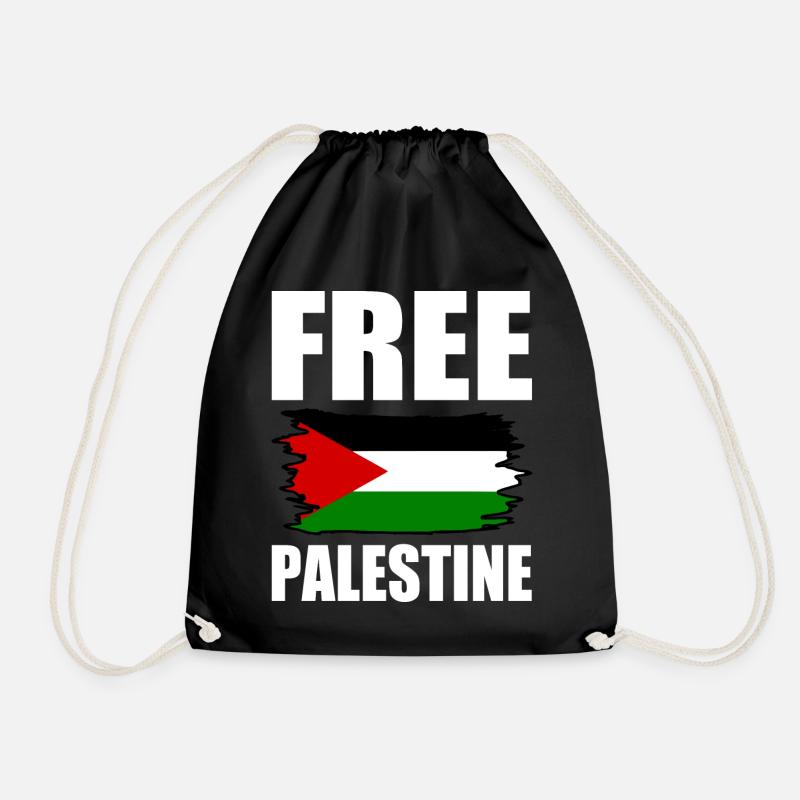 Free palestine - Drawstring Bag - black