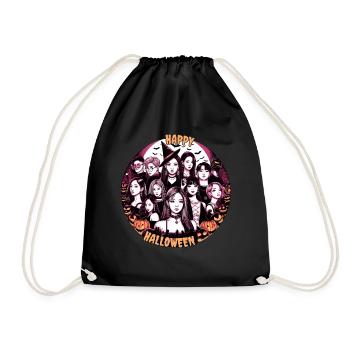 Kpop Halloween shirt. Spooky and cute Asian style - Drawstring Bag - black - Front