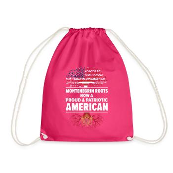 Montenegrin American Patriot USA Grown Montenegro - Drawstring Bag - fuchsia - Front