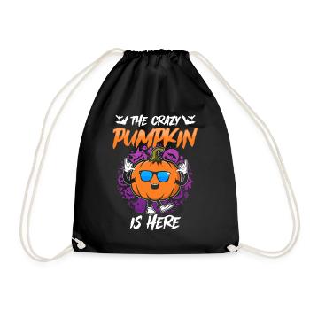 The Crazy Pumpkin Is Here - Funny Halloween Crazy - Drawstring Bag - black - Front