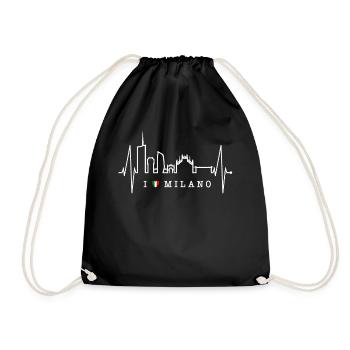 Mailand Skyline Italien Herzschlag Fan Love Milano - Turnbeutel - Schwarz - Vorne