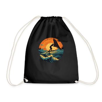 Wingfoil Surfer Wingfoiling Board Hydrofoiling - Drawstring Bag - black - Front