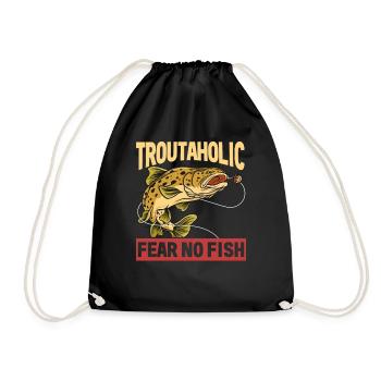 Fishing, Trout, Salmon, Fisherman, Angler, Perch - Drawstring Bag - black - Front