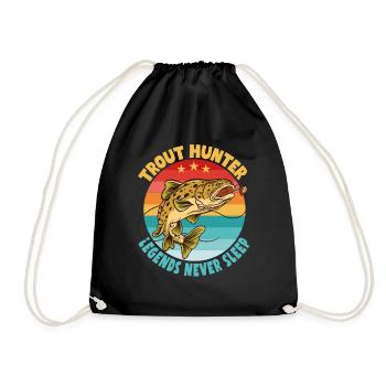 Fishing, Trout, Salmon, Fisherman, Angler, Perch - Drawstring Bag - black - Front