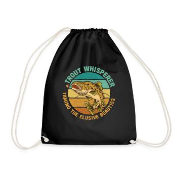 Fishing, Trout, Salmon, Fisherman, Angler, Perch - Drawstring Bag - black - Front
