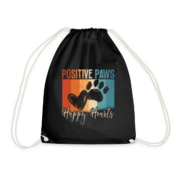 Service Dog Trainer Positive Paws Happy Dog Owner - Drawstring Bag - black - Front