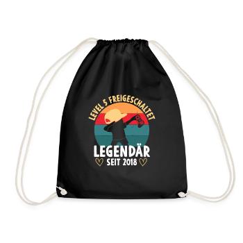 Level 5 Jahre Geburtstagsshirt Gamer 2018 - Turnbeutel - Schwarz - Vorne