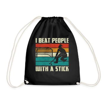 Field Hockey I Beat People With A - Drawstring Bag - black - Front