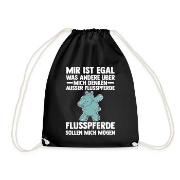 Nilpferd Flusspferd - Turnbeutel - Schwarz - Vorne