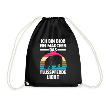 Nilpferd Flusspferd - Turnbeutel - Schwarz - Vorne
