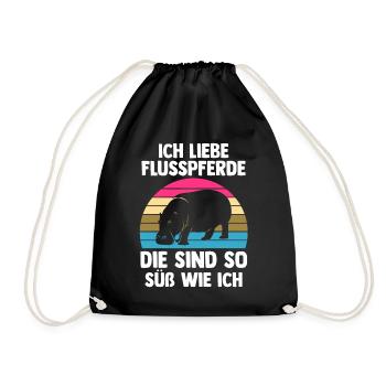 Nilpferd Flusspferd - Turnbeutel - Schwarz - Vorne
