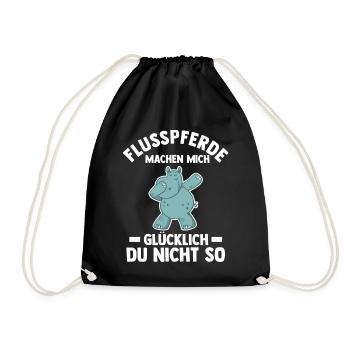 Nilpferd Flusspferd - Turnbeutel - Schwarz - Vorne