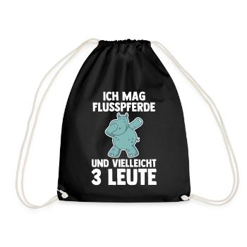 Nilpferd Flusspferd - Turnbeutel - Schwarz - Vorne