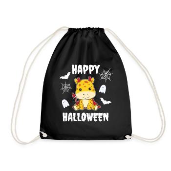 Giraffe Happy Halloween Devil Costume - Drawstring Bag - black - Front