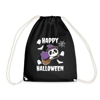 Panda Joyeux Halloween Sorcière Enfants Sorcières Costume - Sac de sport léger - noir - Devant