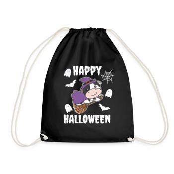Vache Joyeux Halloween Sorcière Enfants Sorcières Costume - Sac de sport léger - noir - Devant
