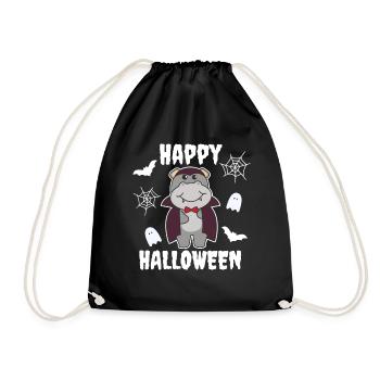 Hippo Happy Halloween Cute Vampire Costume - Drawstring Bag - black - Front